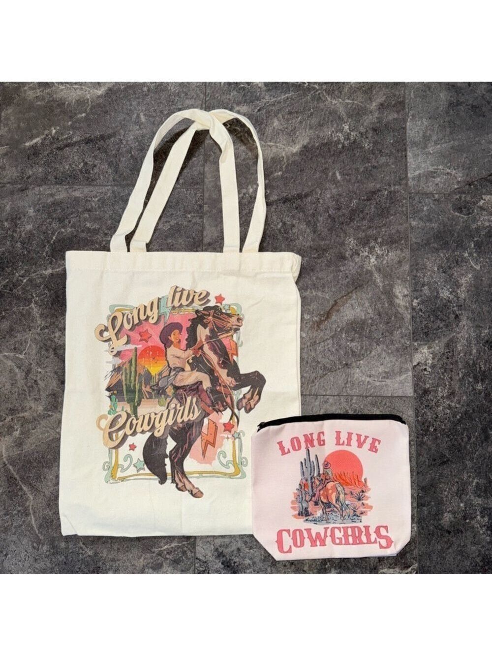 Long Live Cowgirls Canvas Bag And Mini Bag NWOT